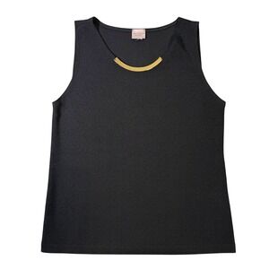 Easywear by Chico's Black Sleeveless Tank | Gold Metal‎ Bar Neckline | Size M